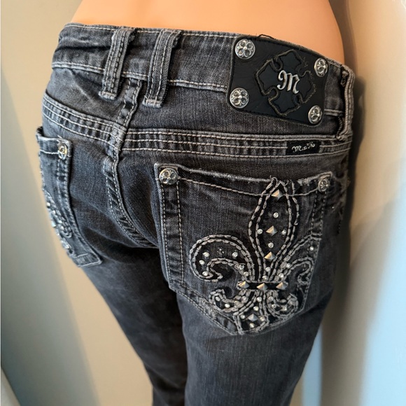 Miss Me Embellished Classic Dark Grey/Black Women's Jeans - Picture 12 of 13